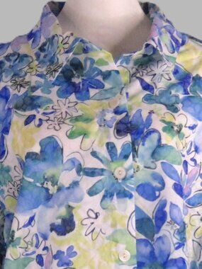 Alfred Dunner Women's Floral 3/4-Sleeve Button-Up Collar Shirt Size 2X (C1951)
